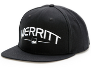 Merritt Crispy Flat Brim Snapback Hat Black