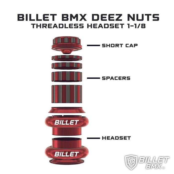 BILLET BMX DEEZ NUTS 12 POINT THREADLESS HEADSET KIT 1-1/8