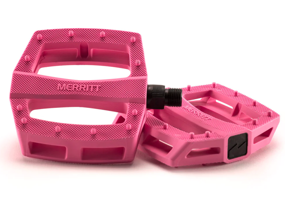 pink bicycle pedals Merritt BMX P1 PC pedals at Albe's BMX