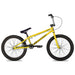 A yellow and black BMX-style bicycle with thick tires shown in profile view against a white background. The bike features a compact frame, single gear, and appears to be a youth or stunt-style model.