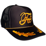 Fit High Crown Captains Trucker Hat Black / Gold