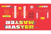 HARO RETRO FRAME DECAL KITS 1989 Decals Team Master Red-Sku #60150