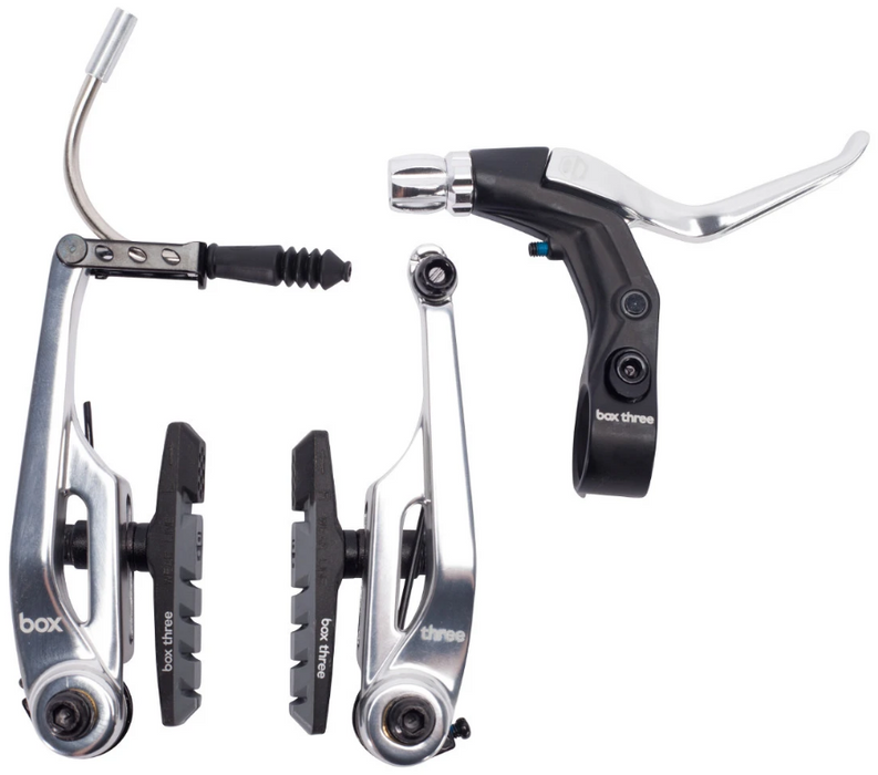 Kit Freni V-brake Anteriore E Posteriore In Alluminio Lucido Con Leve 3 Dita - Foto 3