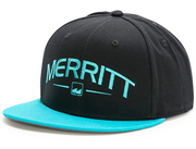 Merritt Crispy Flat Brim Snapback Hat Black/Teal